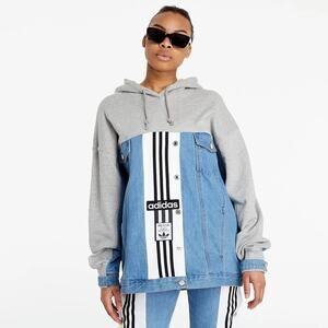 Adidas Dry Clean Only Bangkok XS women's Denim gray heather hooded Jacket NWOT